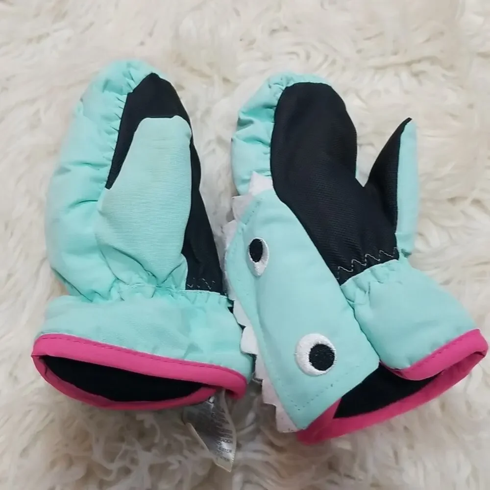 Wonder Nation Light Blue Shark Mittens for Toddler
